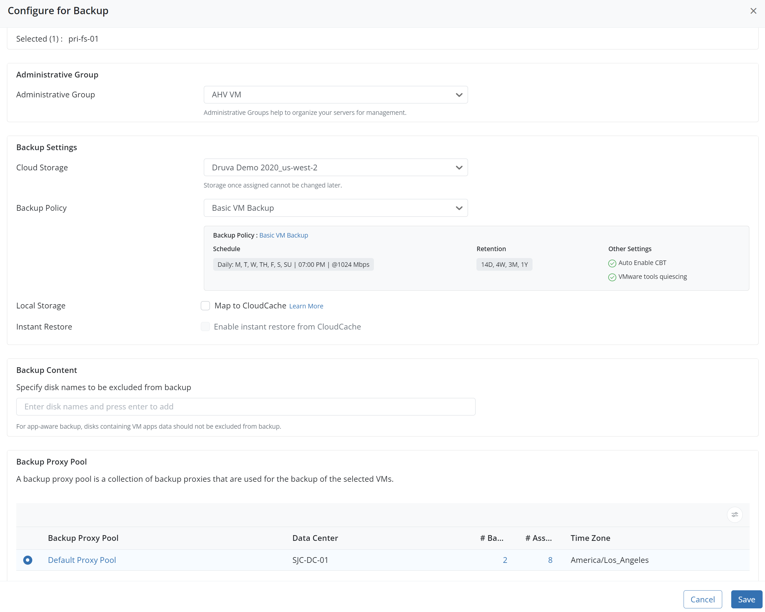 Easily create a policy for one or more VMs