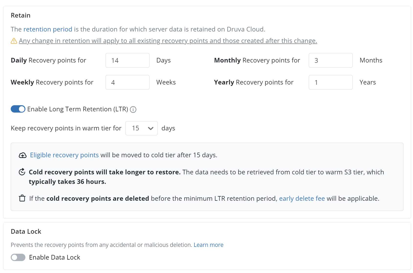 Automated storage tiering for long-term retention