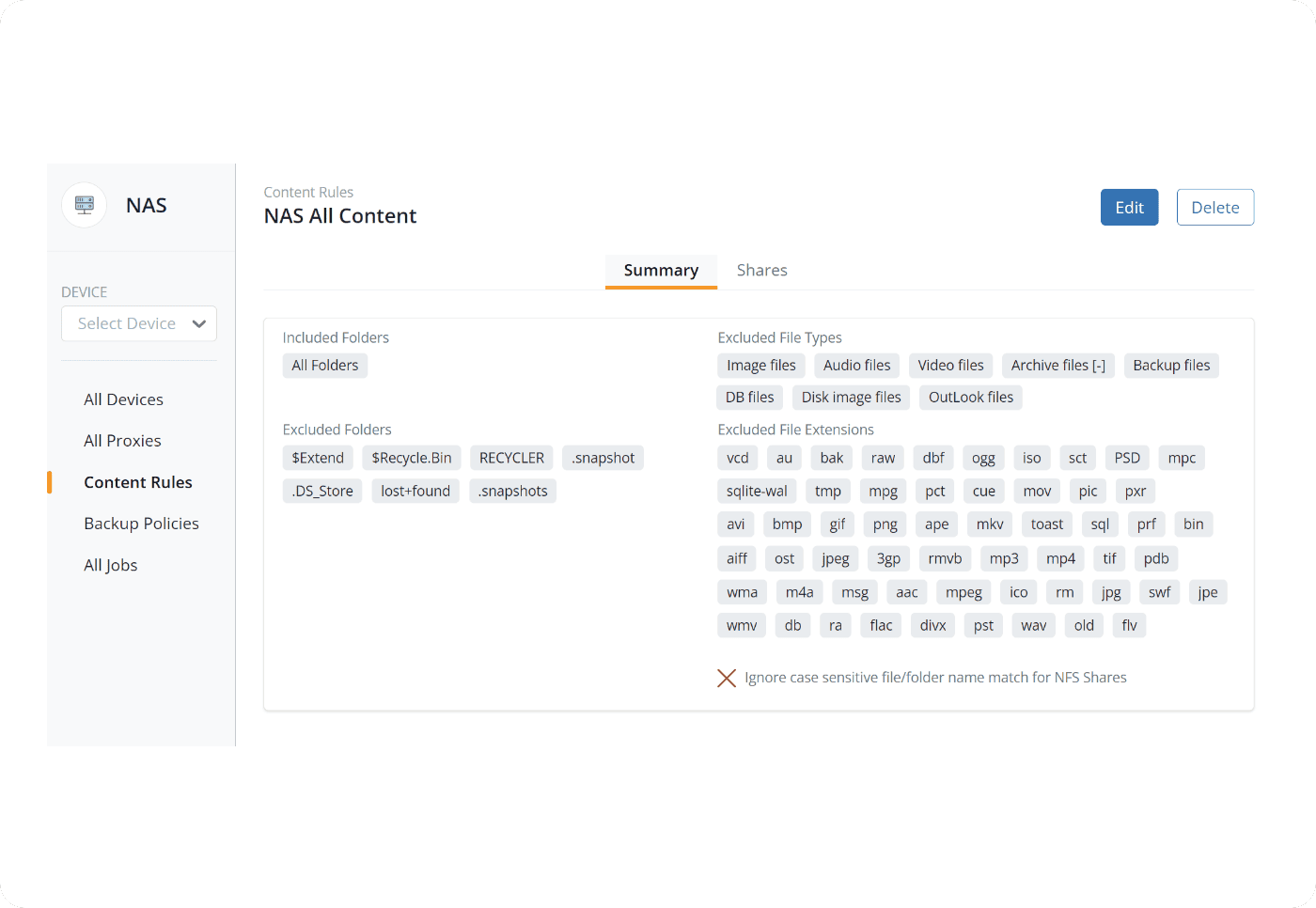 Edit policies, set storage region