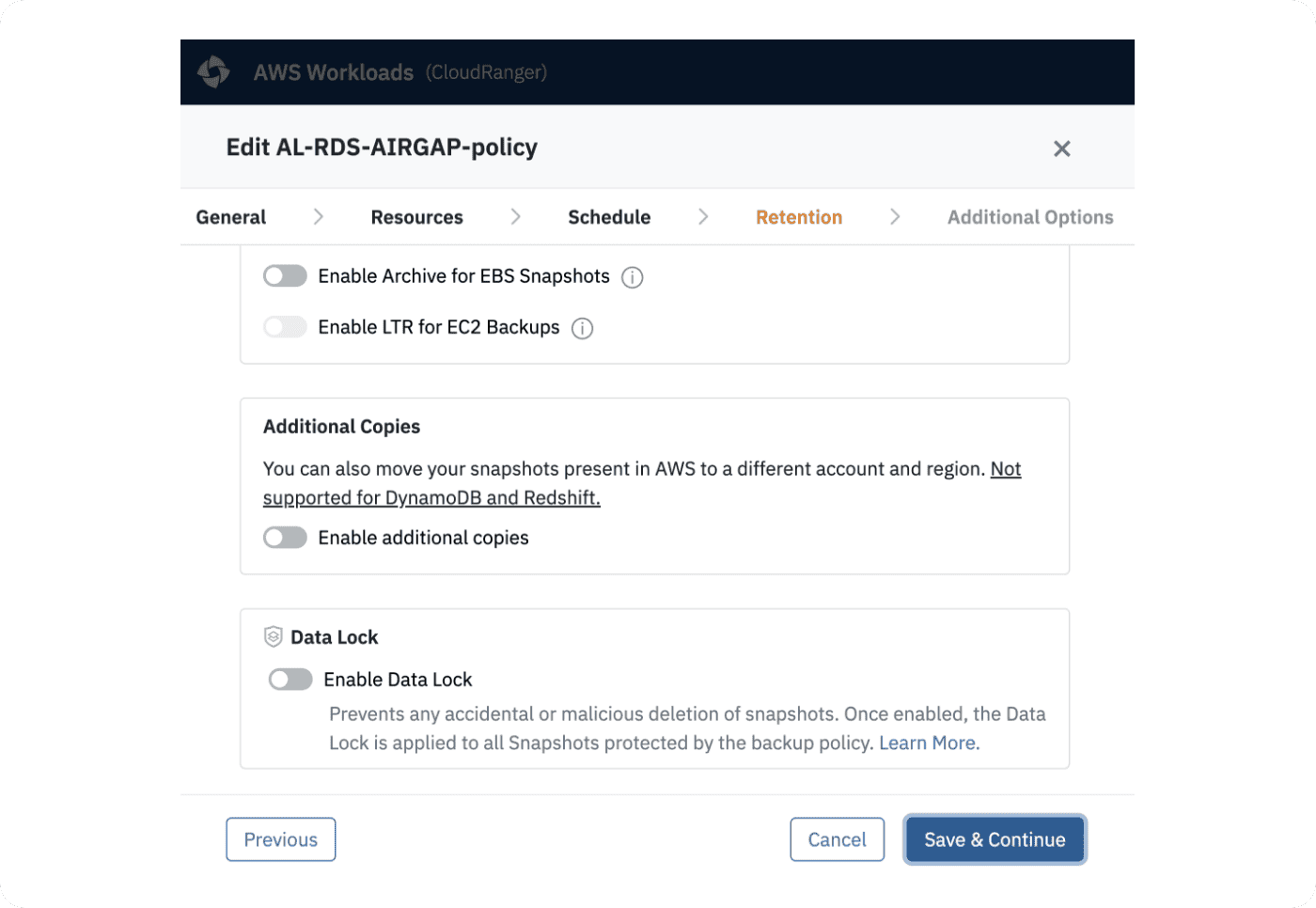 enable immutable backup