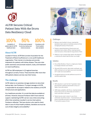 ALTIR Secures Critical Patient Data With the Druva Data Resiliency Cloud