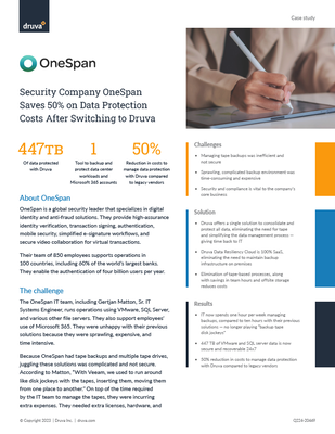 Security Company OneSpan Saves 50% on Data Protection Costs After Switching to Druva