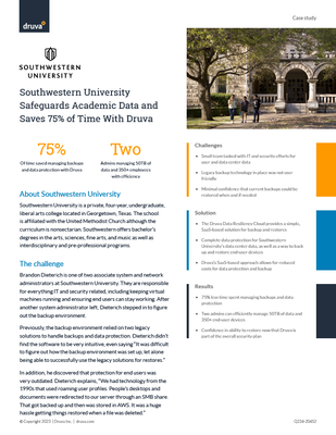 Southwestern University Safeguards Academic Data and Saves 75% of Time With Druva