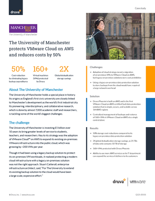 The University of Manchester protects VMware Cloud on AWS and reduces costs by 50%